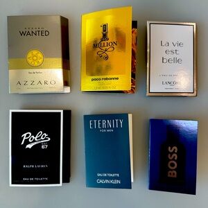 NEW MACYS BEAUTY Mix of 6 Sample Parfum/Spray/Vaporisateur
